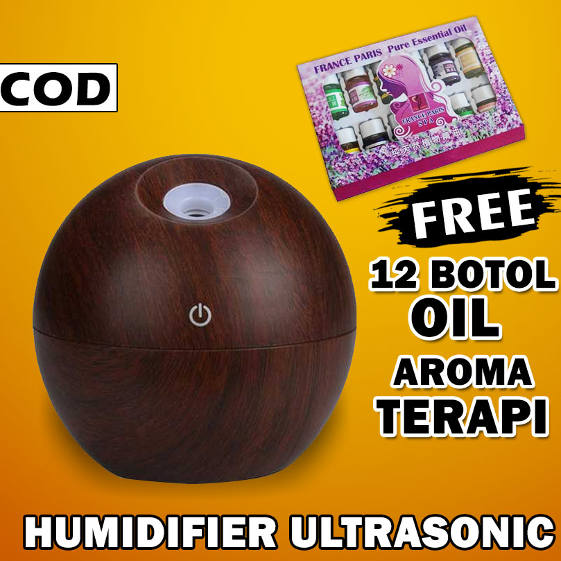 Humidifier Diffuser Aromaterapi Essential Oil Aromatherapy Disfuser Ultrasonic Pelembab Udara Pengharum Ruangan-Bulat - New