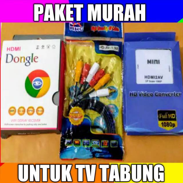 ORIGNAL COD PAKET HEMAT Paketan Dongle+Hdmi RCA+Kabel RCA buat android dari layar hp ke tv Tabung