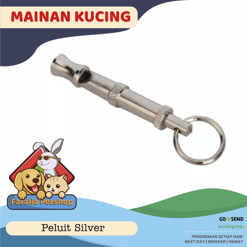 Peluit Anjing Ultrasonik Silver Dog Ultrasonic Whistle Pluit Melatih Adjustable Frequency
