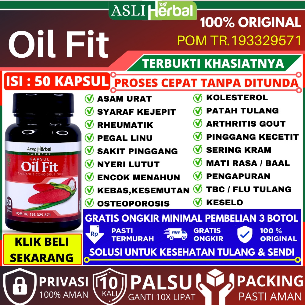 Oil Fit Spesialis Obat Asam Urat Nyeri Pinggang Encok Asem Urat Kronis Radang Rematik Otot Ngilu Kak