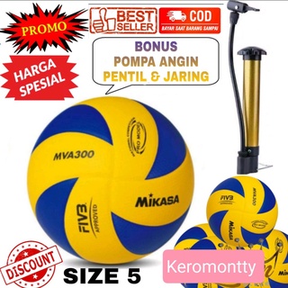 Bola Voli Volly Mikasa MV2200 Super Gold/Bola Nassau/ Bonus Pompa Angin dan Pentil
