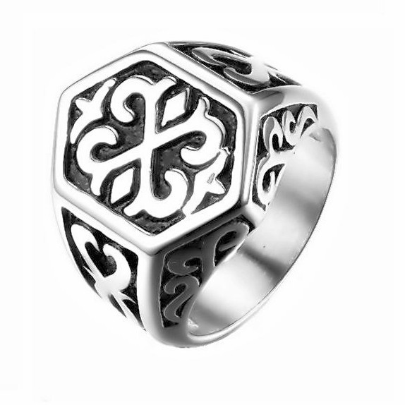 Mamyshop_Official Cincin Pria Signet Titanium Ukir Ring Cincin Cowok Laki Tahan Karat