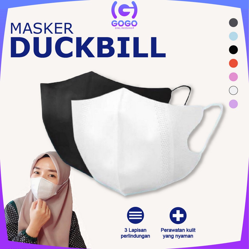 GOGO-C278 Masker Duckbil Warna Isi 50Pcs Masker Earloop 3 Ply Masker Duckbill Dewasa Protective Mask