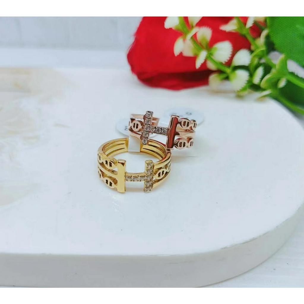 Cincin Titanium Permata Anti Karat Perhiasan Fashion R081/082