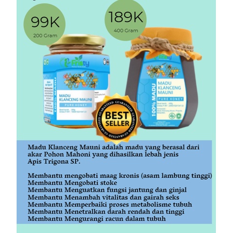 

Madu Klanceng Mauni 200gram/ Madu Murni 100%