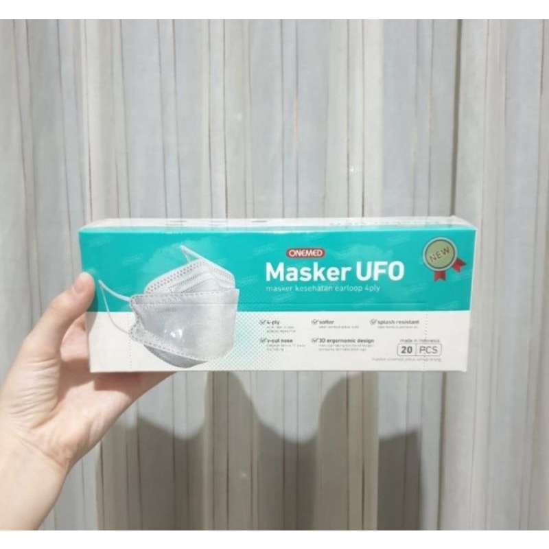 MASKER UFO KF94 KARET EARLOOP 3D 4PLY ISI 20 PCS ONEMED