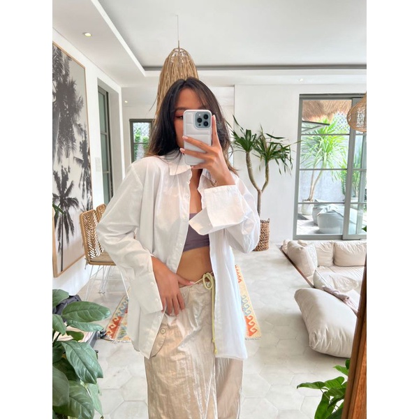 Kemeja oversize poplin polos wanita Putih| Kemeja wanita | Kemeja polos
