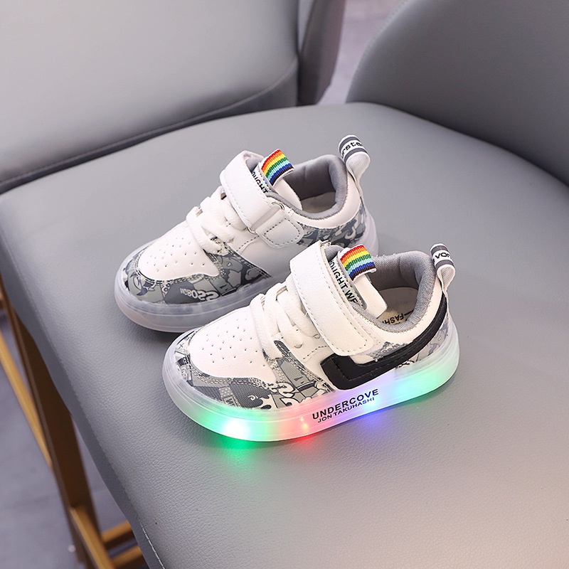 CUCI GUDANG!!!  SALE 6.6 LittleAaron JOHN AIR K56 Sepatu Sneakers Anak Laki / Perempuan LED Menyala  sandal anak import lucu sekolah