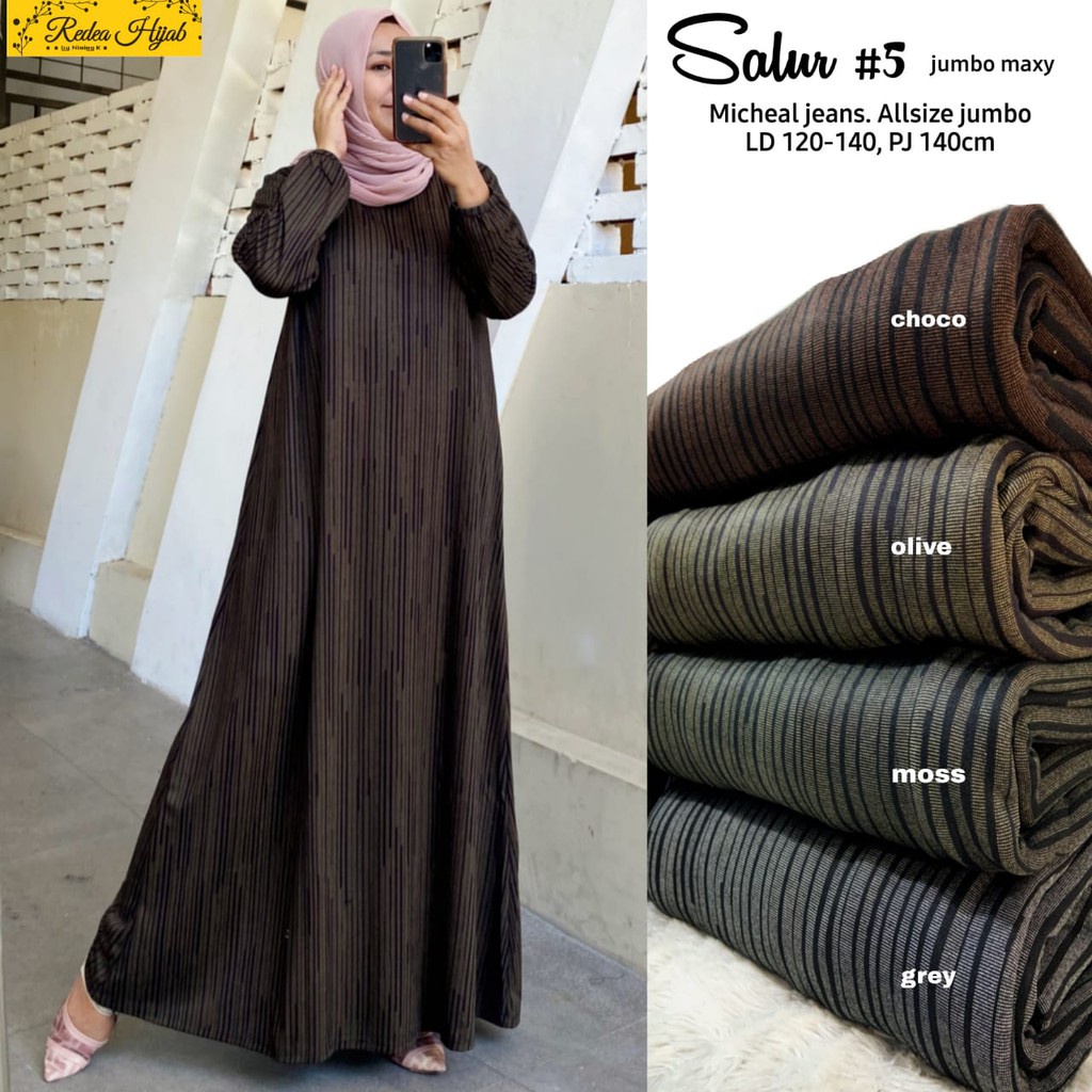 SALUR #5 ld 120-140 gamis tebal stretch maxy dress muslim wanita big size