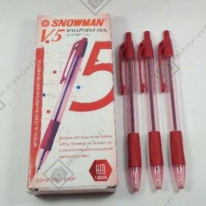 

Pulpen Snowman V5 Merah / Pulpen Cetrek Merah