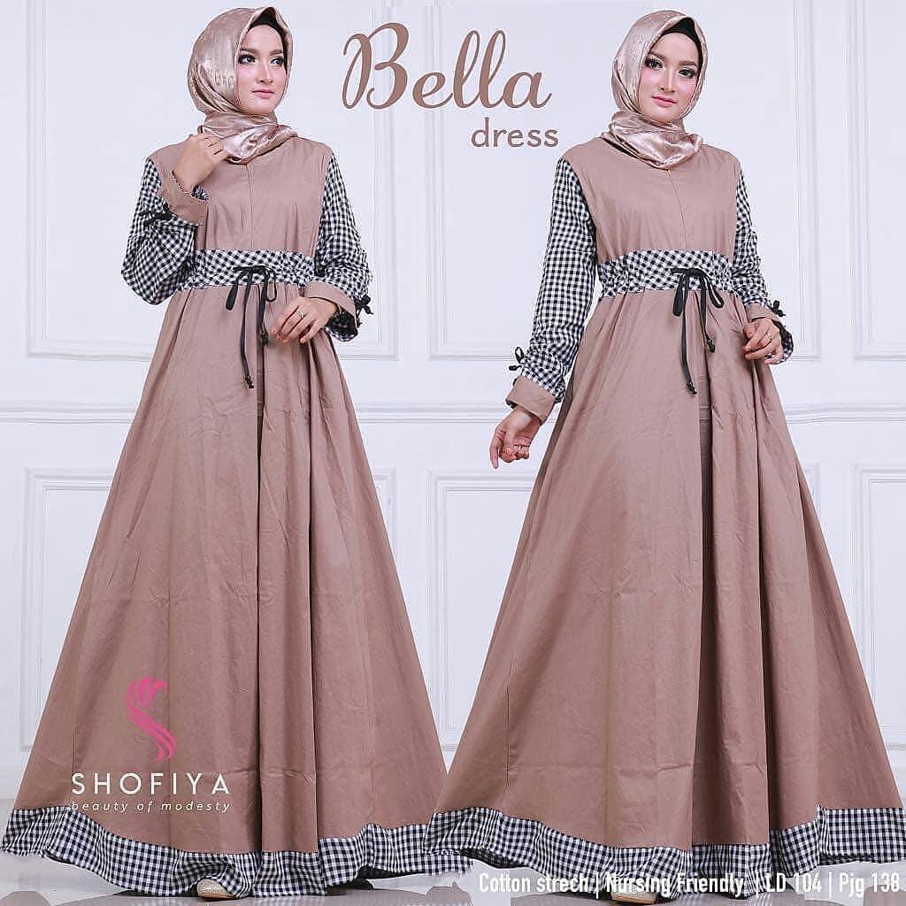 Bella Dress / Gamis Berkualitas / Dress Bella Syari Mocca