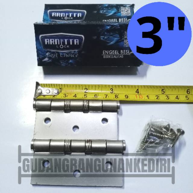 Engsel Pintu Silver 3 Inch Inci Jendela Sangat Tebal merk ARNIETTA LOCK