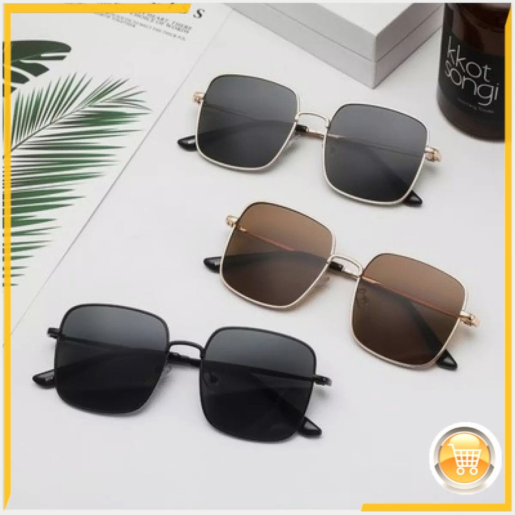 Kacamata Pria/Wanita-Fashion-Retro Vintage Segiempat Metal-Sunglasses-Korea km K104 TOSERBA