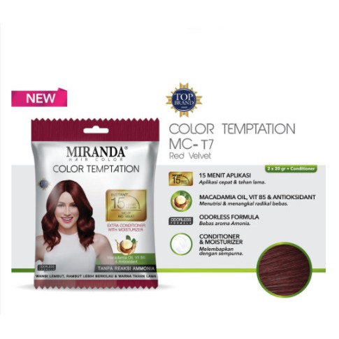 ★ BB ★ Miranda Hair Color Temptation 20ml (Cat Pewarna Rambut Sachet Instan 15 Menit) Pewarna Rambut