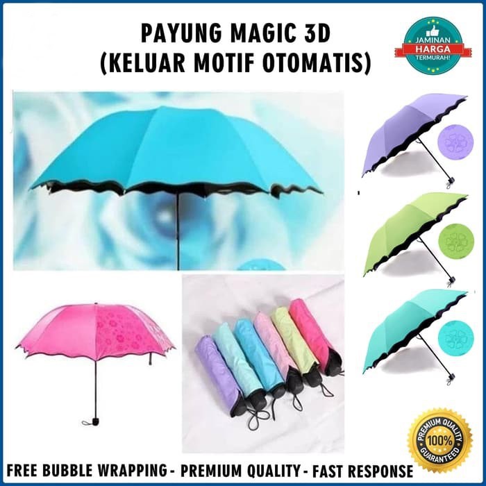 Payung Hujan 3D dengan Motif yang Muncul ketika Basah (GRATIS SARUNG PAYUNG)