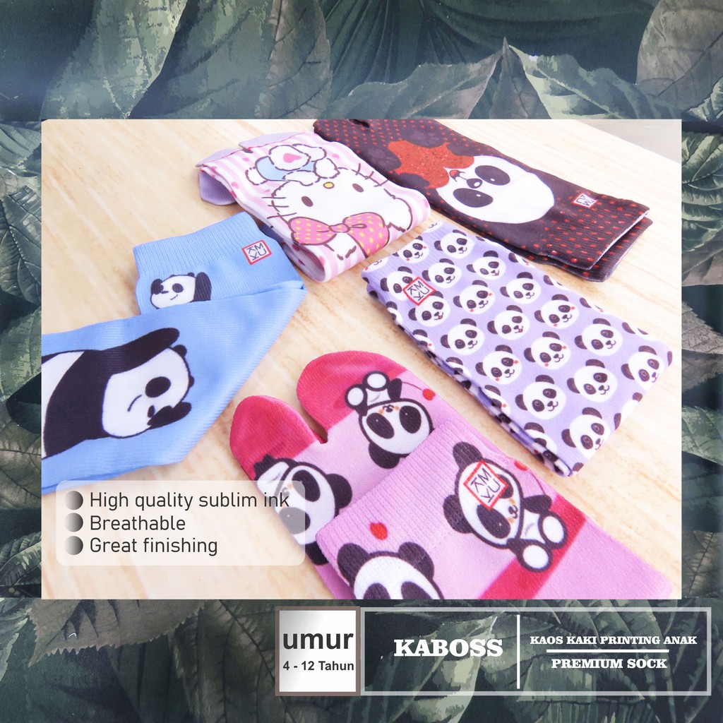 Kaboss Kaos Kaki Jempol Anak Printing Karakter Panda, Bear, Nylon Premium 3