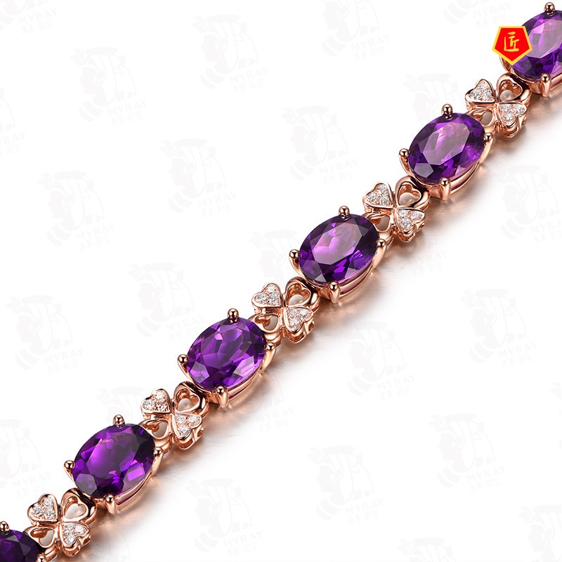 [Ready Stock]Luxury Amethyst Bracelet 18K Gold Bracelet