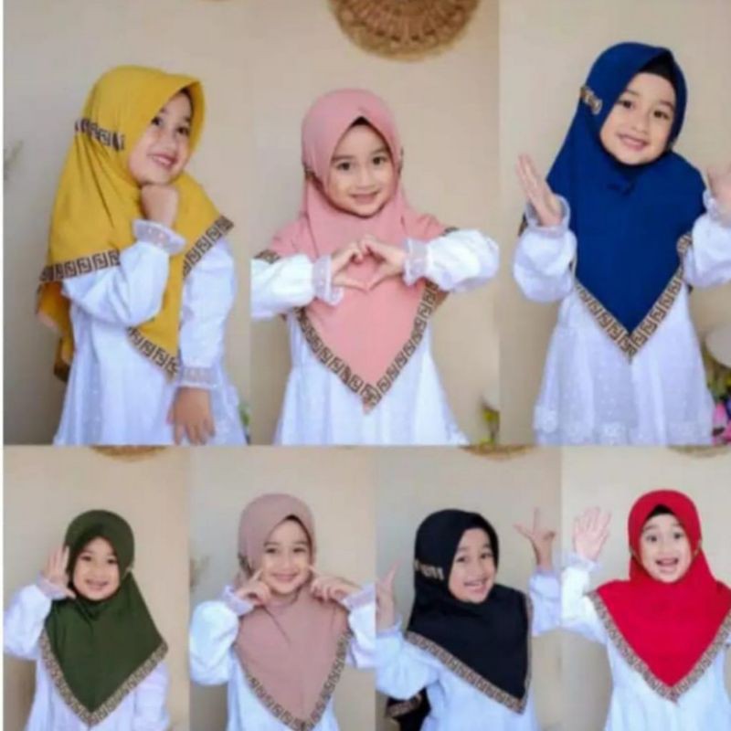 Hijab Anak TK Serut Renda / Jilbab nyaman lucu murah kualitas PREMIUM