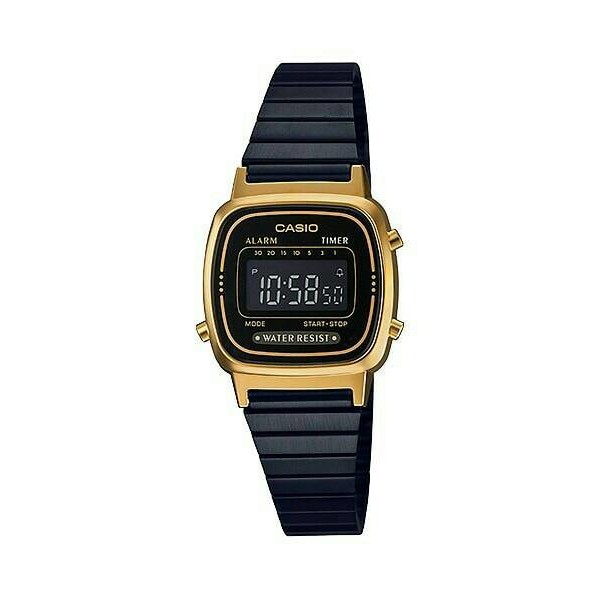 Promo  Jual jam tangan casio  Jam Tangan Wanita Casio Original Digital Black Gold LA-670WEGB