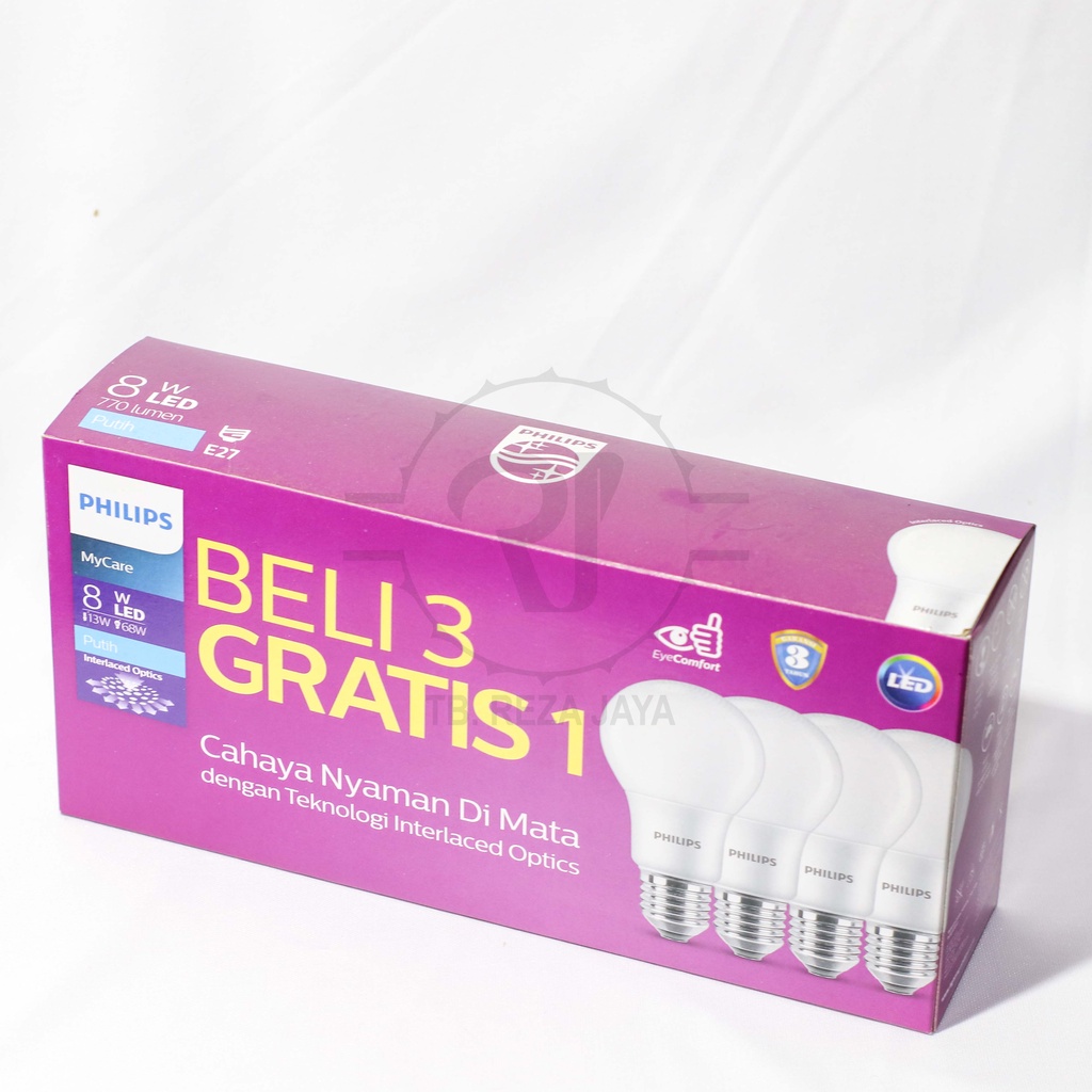 Lampu LED Philips 8 watt Paket isi 4 Lampu
