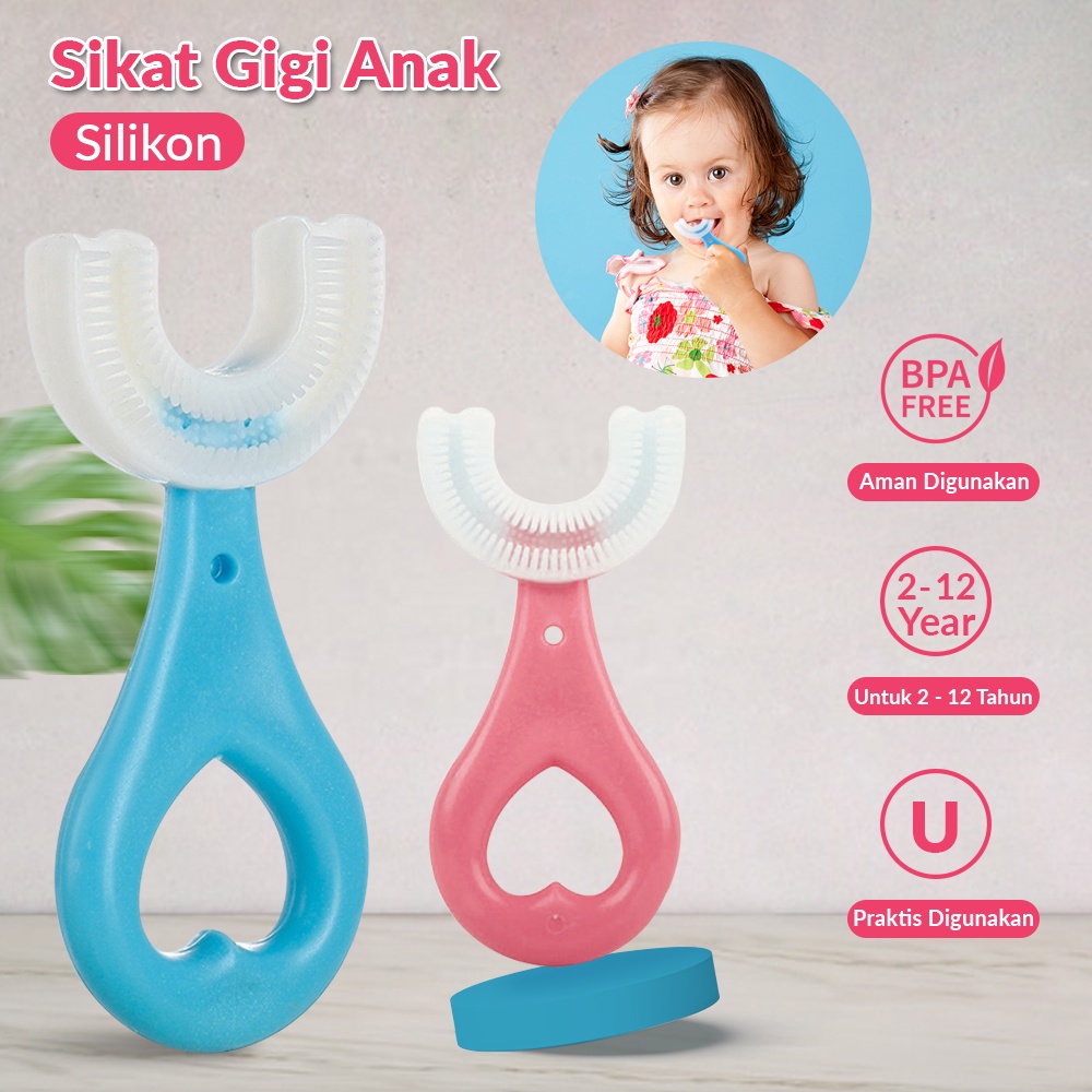 Sikat Gigi / tooth brush anak bentuk U Bahan silikon 2-6 Tahun