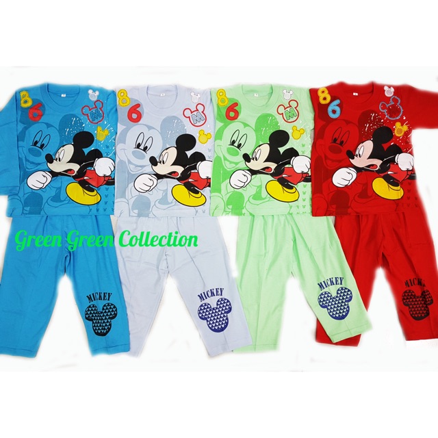 Piyama/Setelan anak Mickey Mouse 4 Warna