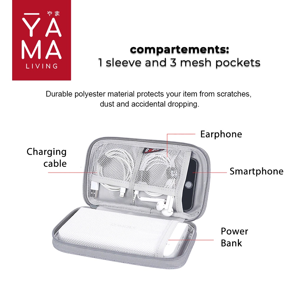 YAMA NAKA Power Bank Gadget Softcase Tas Organizer Gadget Powerbank Grey