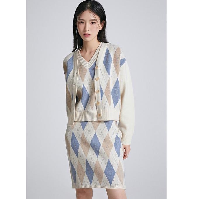"JMD.15Jl22ᴱ" Good Day Argyle Wool Cardigan