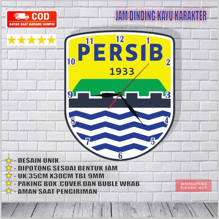 JAM DINDING PERSIB KAYU UNIK BESAR VINTAGE CUSTOM KADO ULANG TAHUN HIASAN RUMAH MURAH TERLARIS