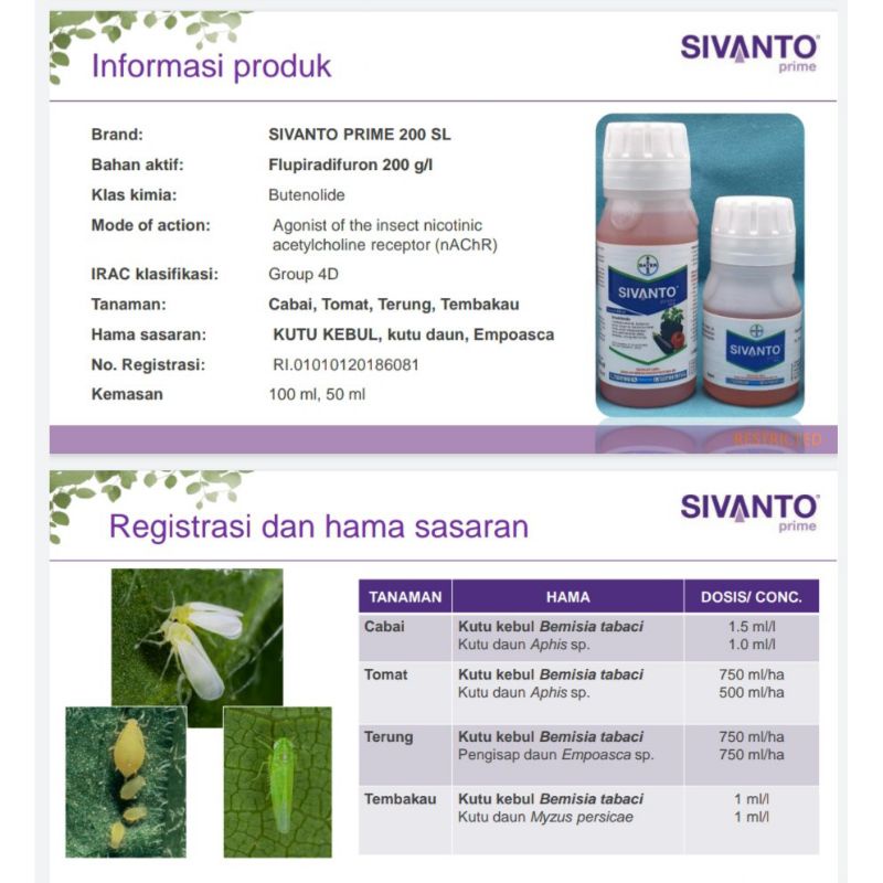 Sivanto Prime 200SL 100ml Insektisida Pencegah dan Pembasmi Kutu pada Tanaman