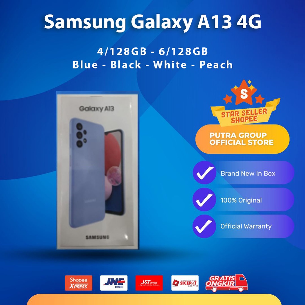 (RESMI) Samsung Galaxy A14 4/128GB 6/128GB 128 GB Black Blue White Peach SEIN