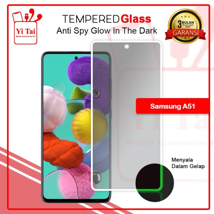 YI TAI - Glow In The Dark Tempered Glass Spy Samsung A51 A52 A52S A53 5G