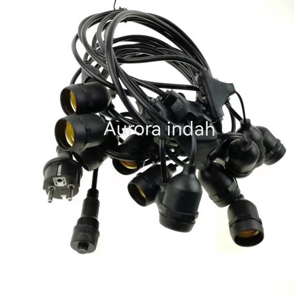 KABEL FITTING LAMPU GANTUNG E27 10 METER 10 FITTING OUTDOOR TAMAN WATERPROOF