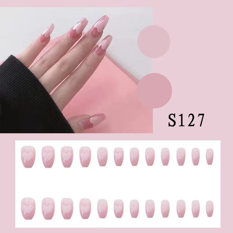 24PCS/SET Simulasi Lem Alpukat Memakai kuku palsu R Perawatan Kuku Palsu-S127