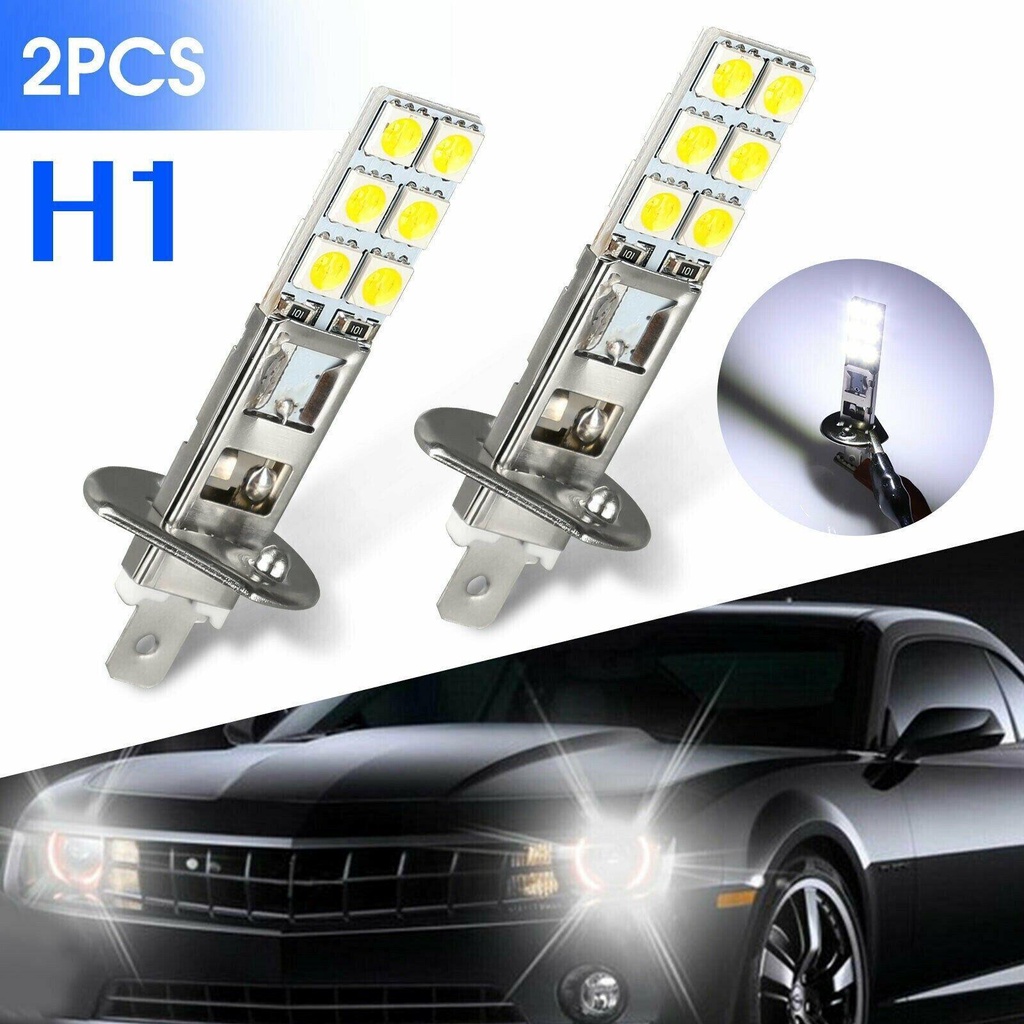 Populer 2Pcs/Set Lampu Kabut Mobil 12SMD-5050 6000K Super Putih H1 Super Terang Hi/Low Kit Beam DRL