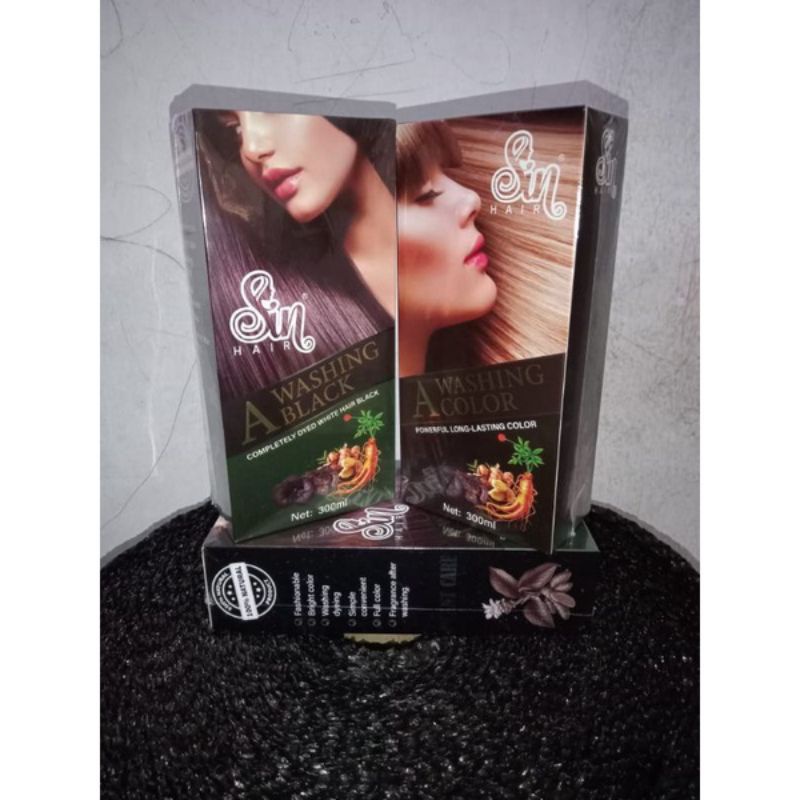Sin hair Sampo Jepang,sampo pewarna rambut.Black dan Brown.