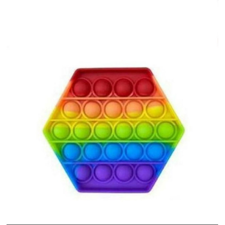 POP IT RAINBOW UKURAN JUMBO MAINAN FIDGET RELIEVE STRESS TOYS/MAINAN PENGHILANG STRES-Hexagon