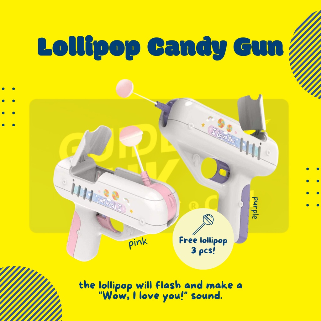 Mainan Pistol Permen Lolipop Viral/Tembakan Permen Lolipop/Candy Gun/Lollipop Gun/Gratis 3 Permen