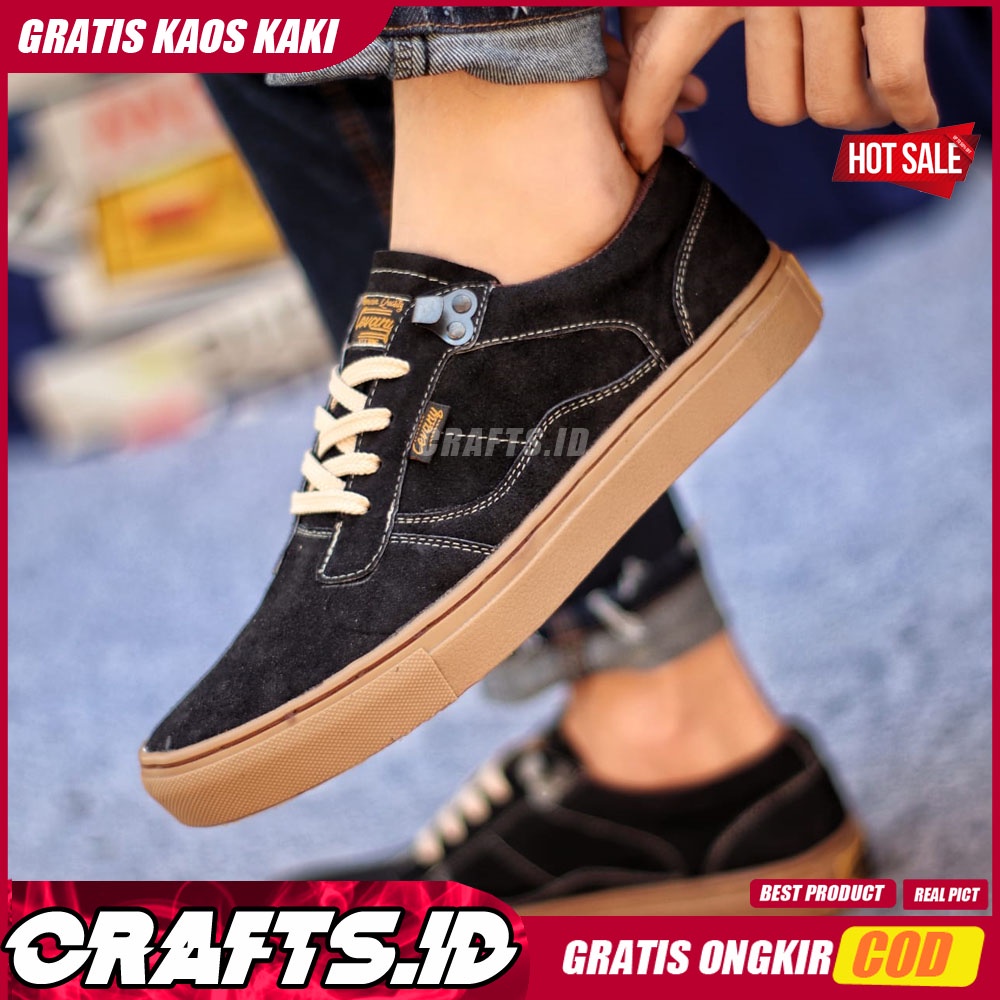 CRAFTS - Sepatu Formal Casual Hitam Sneakers Kerja Pria