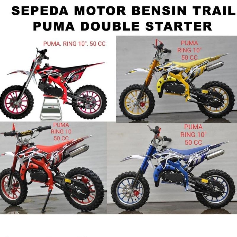 Sepeda Motor Mini Bensin 2 Tak Trail Anak Puma Double Starter ring10 Baru Kredit