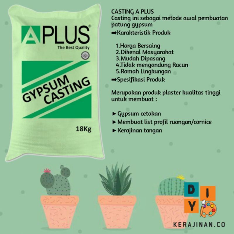 Tepung Gypsum Aplus | Bahan Patung Gypsum, Kerajinan, dan Plester Bangunan