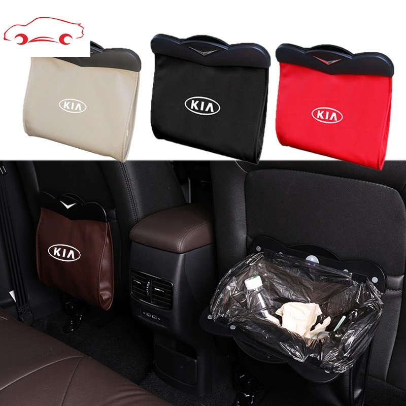 Car Seat Back Bin Trash Automobiles Leather Organizer Storage Bag For KIA Forte Spectra Sportage Rio Picanto Sorento K5 K3 Cerato Sephia Rondo Grand Carnival Seltos