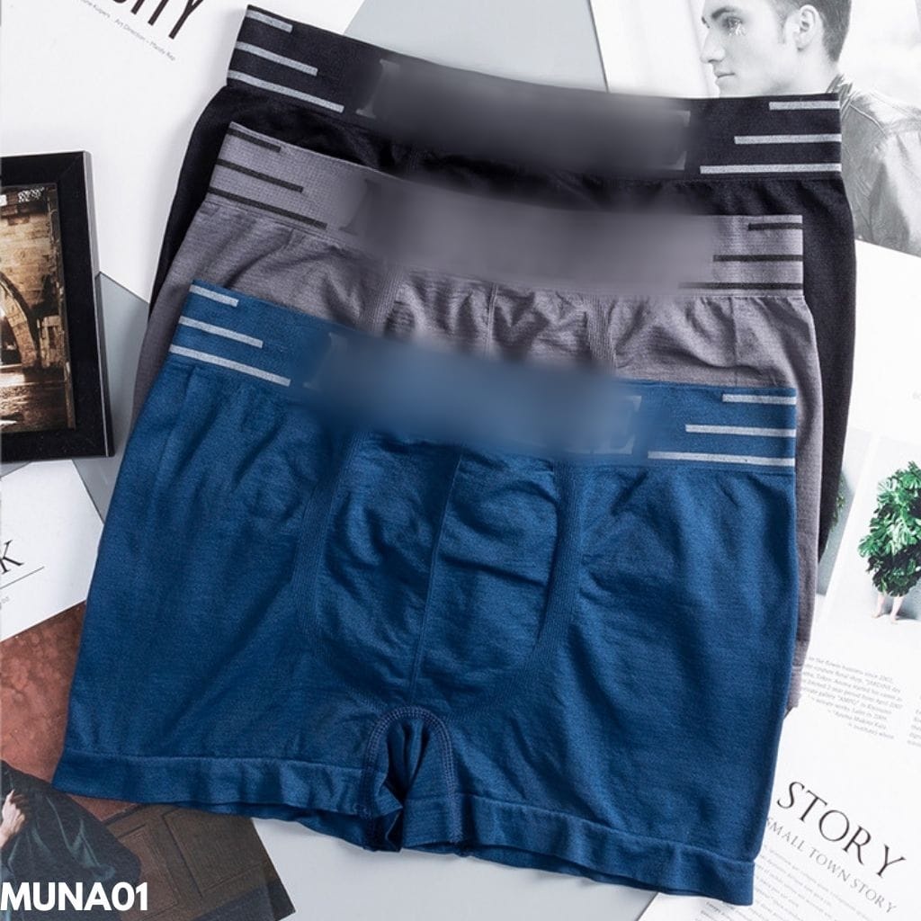 PAKAIAN DALAM PRIA MODEL BOXER WARNA CASUAL COMFY WEAR BAHAN NILON IMPORT MUNA01