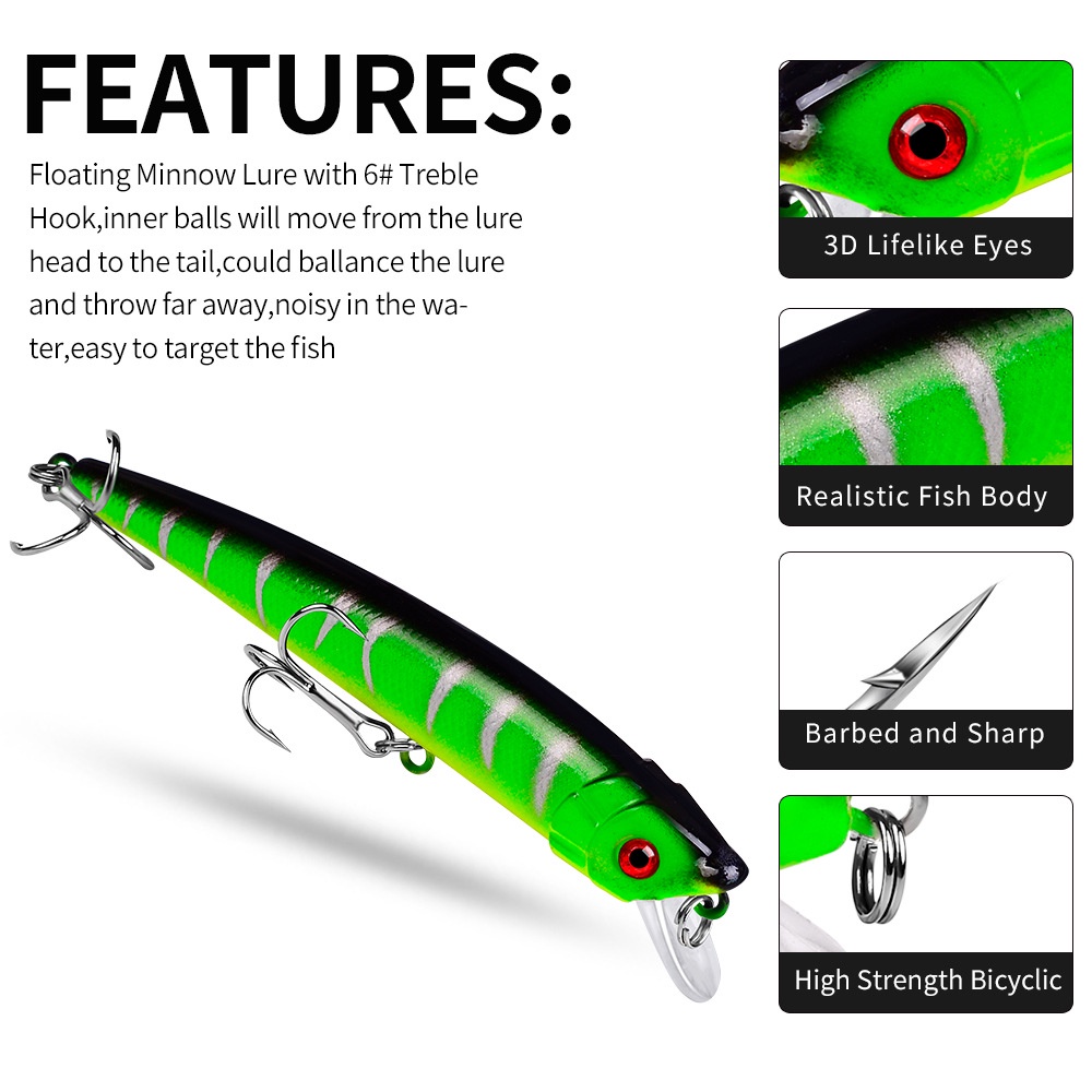 Umpan Pancing Casting Minnow Minow 9.5 cm 8 gram ultralight fishing lure import Murah merk proberos