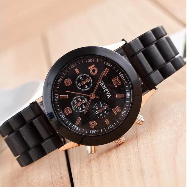 Jam tangan wanita / cewek Geneva Jtr 048 black