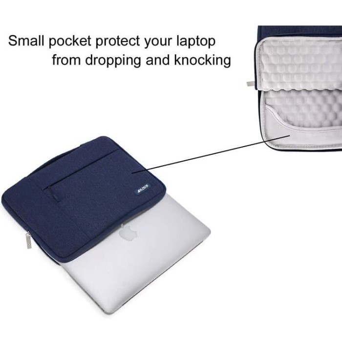 Tas Laptop Jinjng Mosiso Handstrap Shockproof 13 14 inch navy blue
