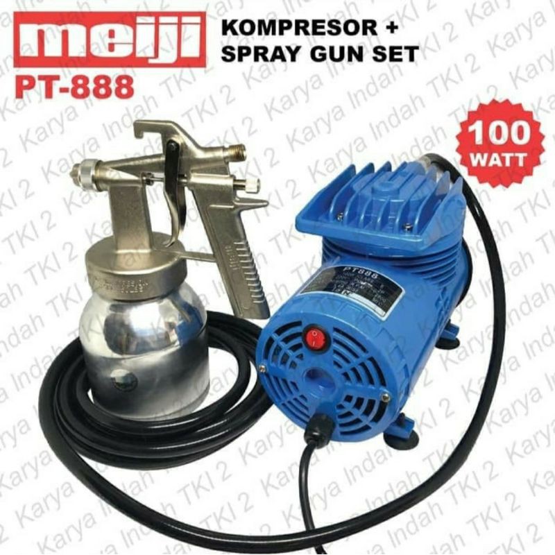 Kompresor Mini Meiji PT-888 + Spray Gun Tabung Bawah Meiji