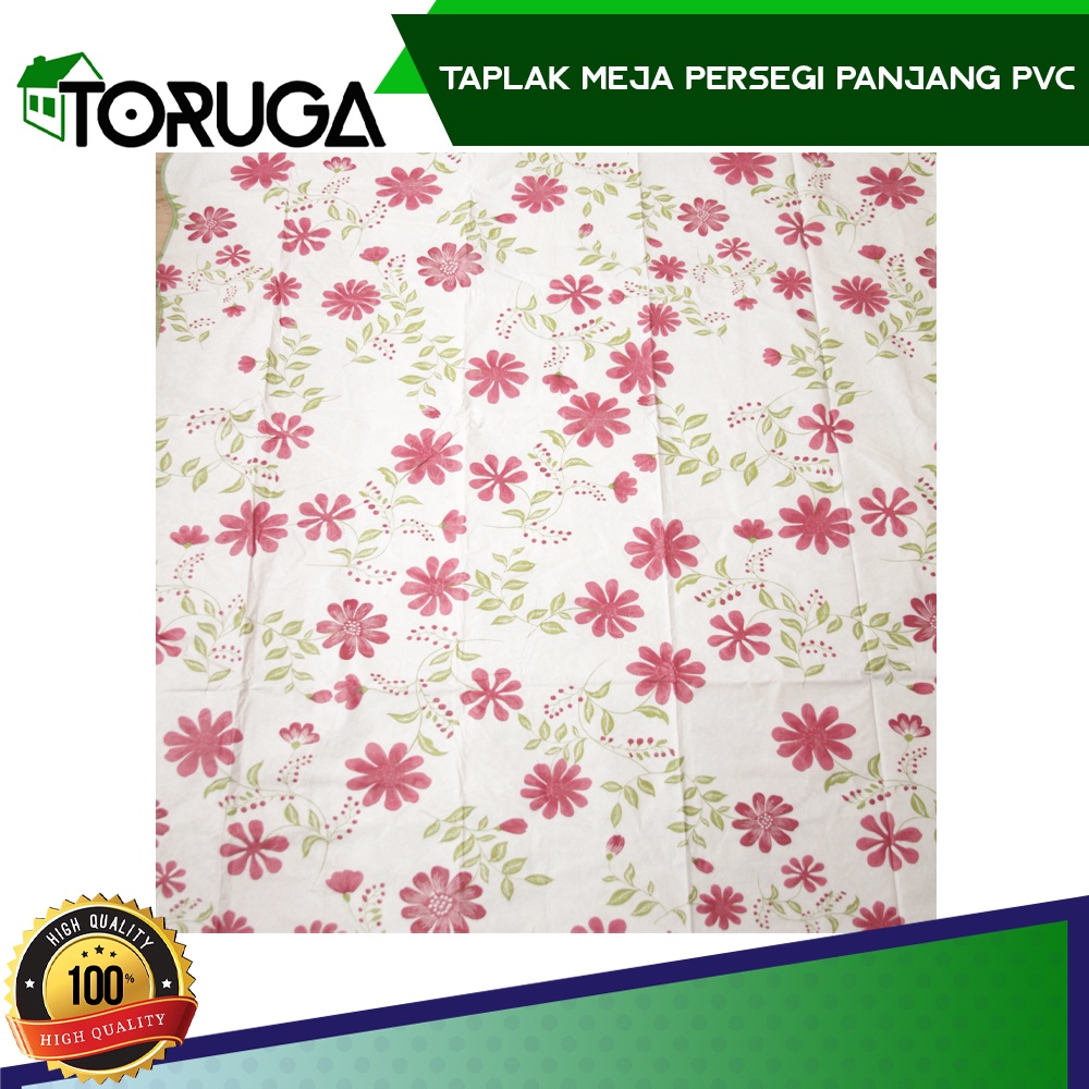 TAPLAK ALAS MEJA MAKAN TAMU PERSEGI ANTI AIR BAHAN PVC BUNGA 137 x 183cm