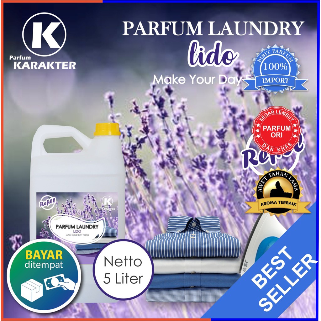 Bisa COD | Termurah | Parfum Laundry aroma Lido  Bibit Parfum Import Wangi &amp; Tahan Lama  Kemasan 5 Liter