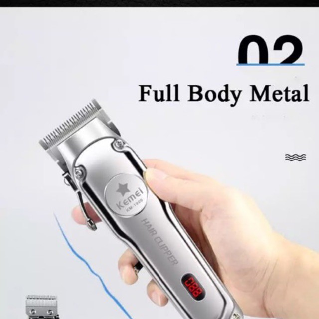 Kemei KM 1996 Alat Cukur Rambut Hair Clipper Cordless Full All Metal 2 in 1 Mesin Cukuran KM-1996